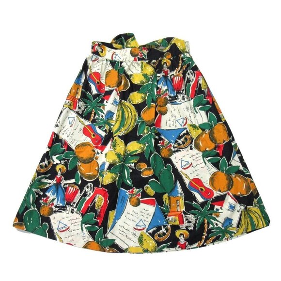 NWT J.Crew Button-Up A-Line in Postcard Print Fruit Belted Tie Skirt 4 - Picture 4 of 5